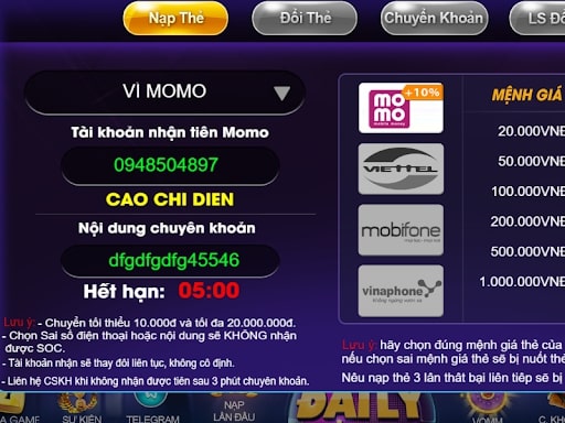 Các phương thức nạp tiền trên Socvip Club